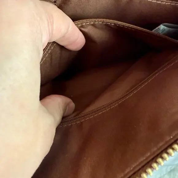 Fossil Tan Cow Hide Leather Jacqueline Crossbody or Tote Bag Purse Boho - Picture 8 of 11